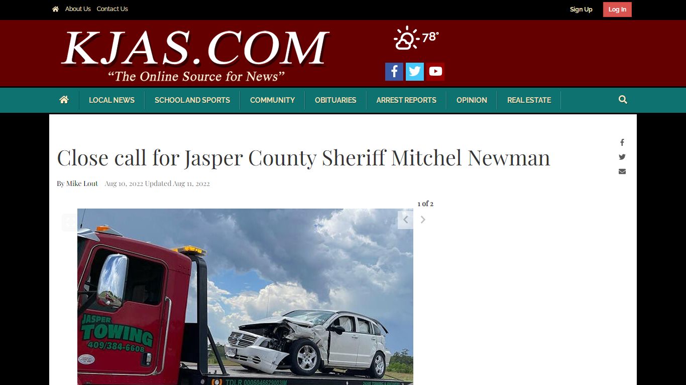 Close call for Jasper County Sheriff Mitchel Newman